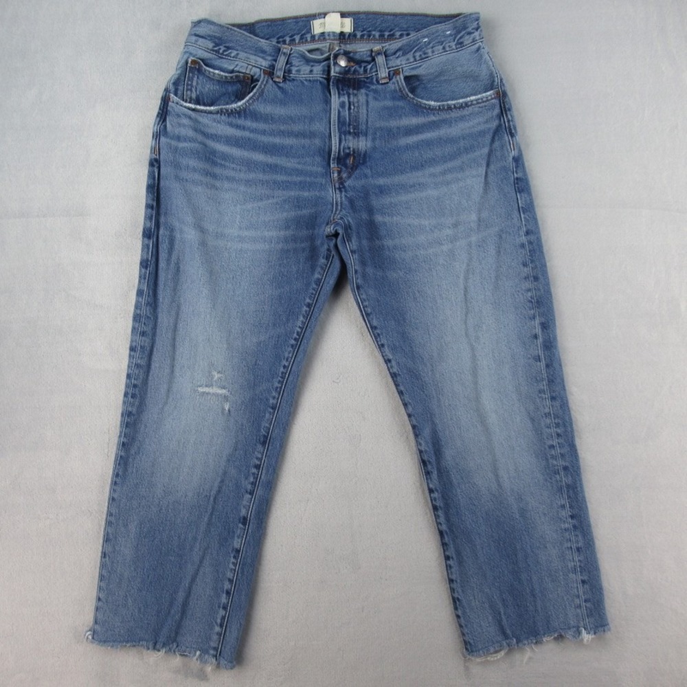 Madewell The Dean Easy Straight Jean Blue Denim High Rise Button Fly 29P